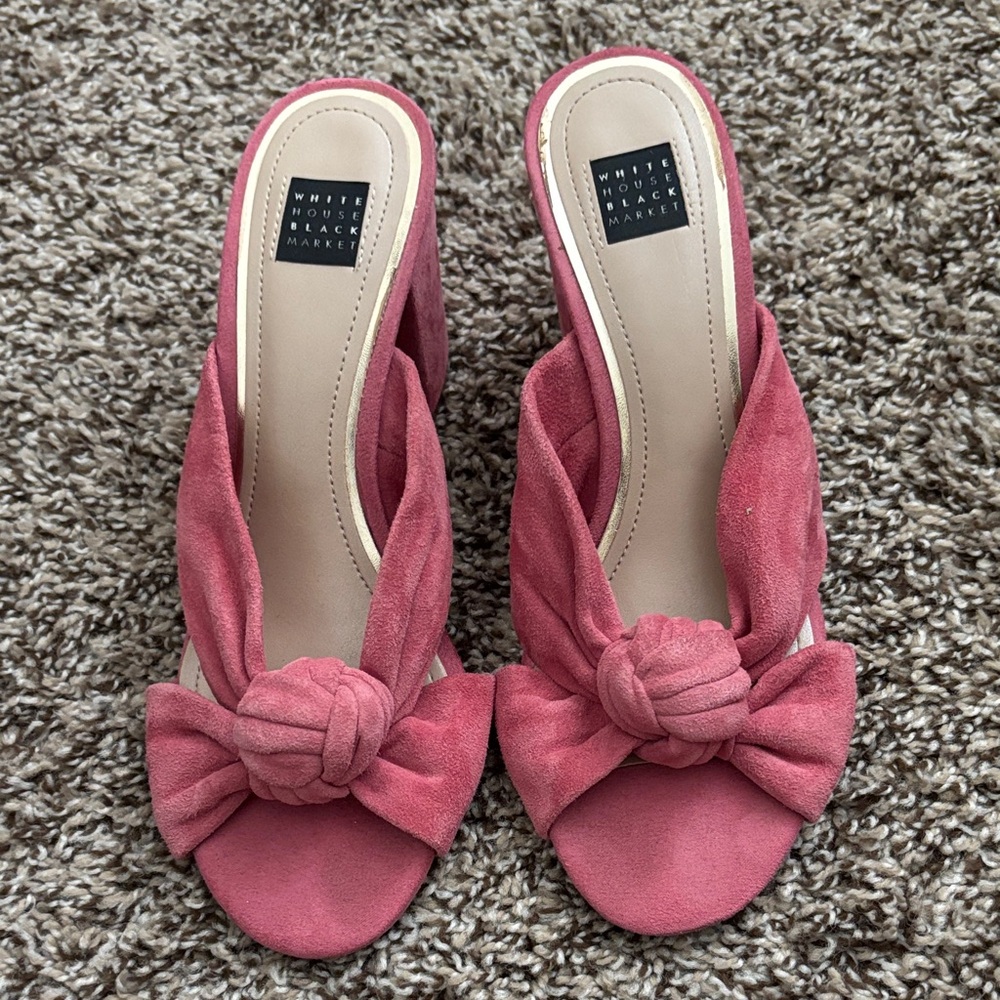 White House Black Market Pink Knotted Mules